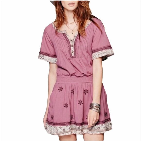 Free People Meet Me In Marfa Mauve Dress - Picture 1 of 8